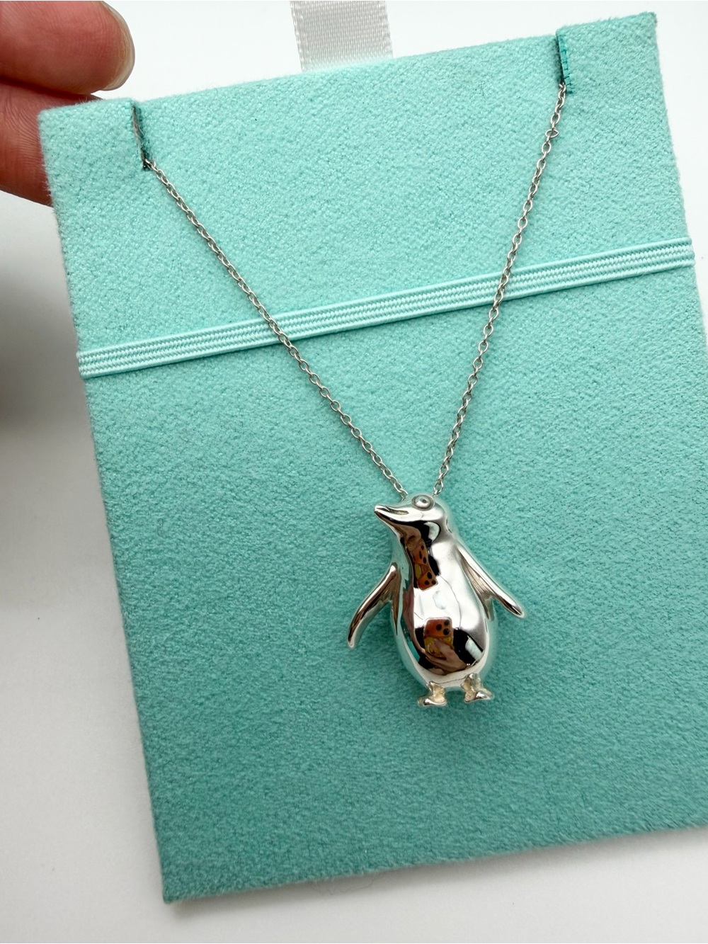Tiffany & Co. 17.5” approx 1993 vintage penguin necklace in sterling silver